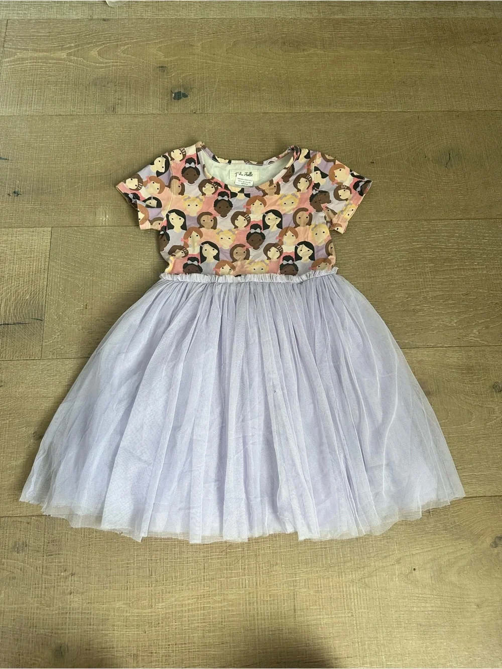 Unknown Brand Lavender Tulle Skirt Kids Dress with Character Print Top